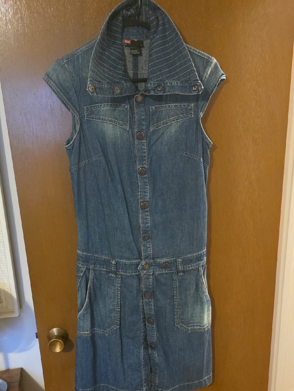 Diesel Sleeveless Denim Button-Front Dress - Blue MED